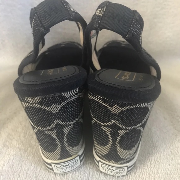 Coach Sydney Denim Wedge Sandals Shoes Women's 7.5 NIB - Picture 3 of 5